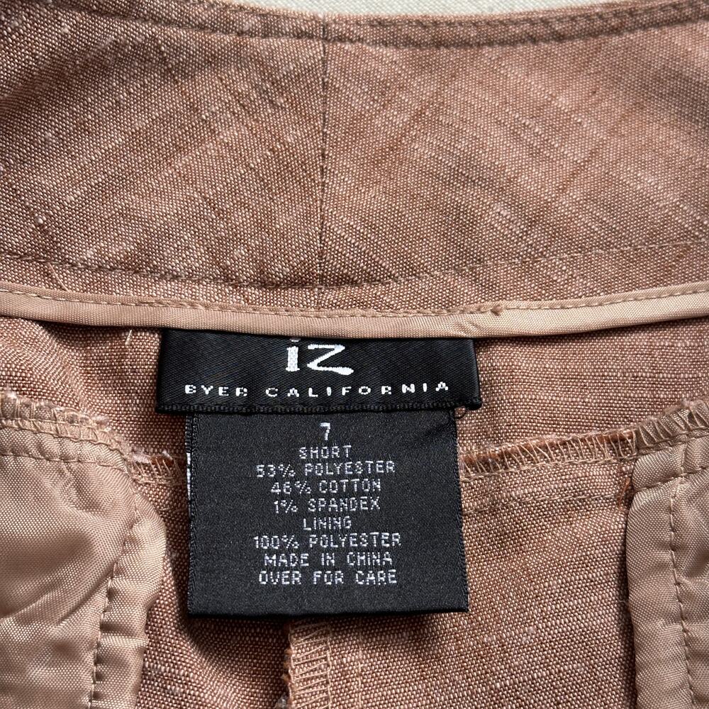 Vintage Y2K IZ Byer Brown Sz 7 Pleated Cuffed Button Fly Shorts Chic Preppy - Picture 4 of 5